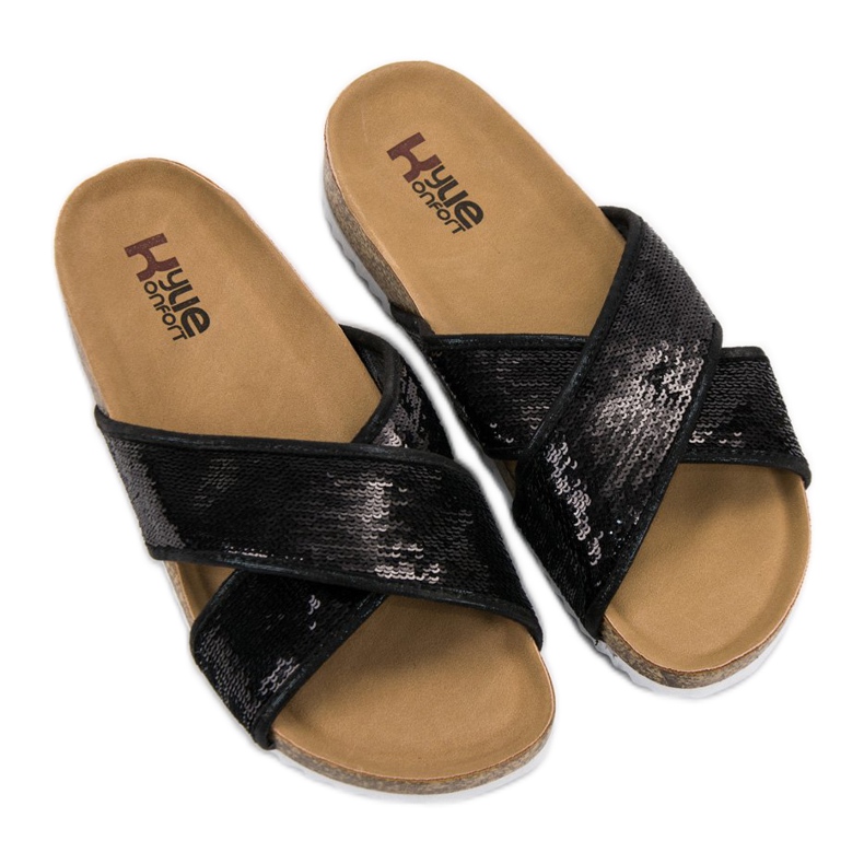 Kylie Crne papuče sa šljokicama crno 2