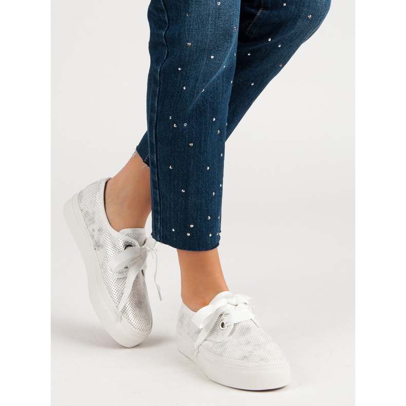 Kylie Tenisice vezane vrpcom bijela siva 1