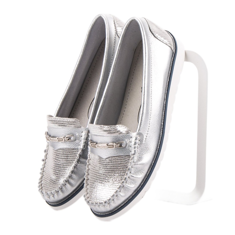 Filippo Udobne kožne mokasine siva 1