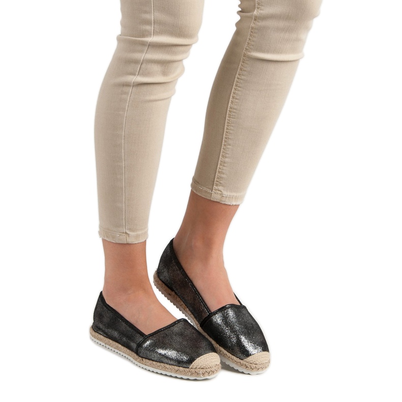 Lucky Shoes Espadrile s crnim sjajem crno 2