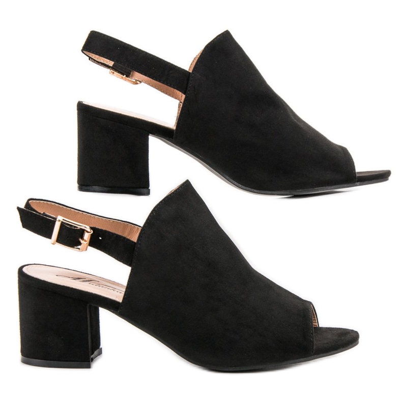 Zatvorene sandale od antilopa crna 2