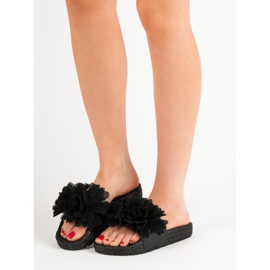 Seastar Crne papuče s cvijećem crna 1