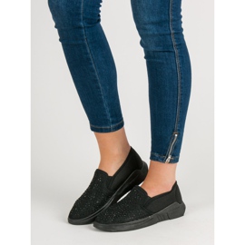 SHELOVET Tekstilna obuća s kristalima crna 2