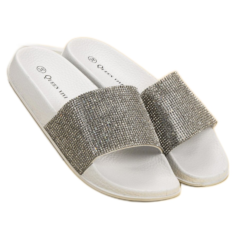 Queen Vivi Papuče s kristalima bijela 1