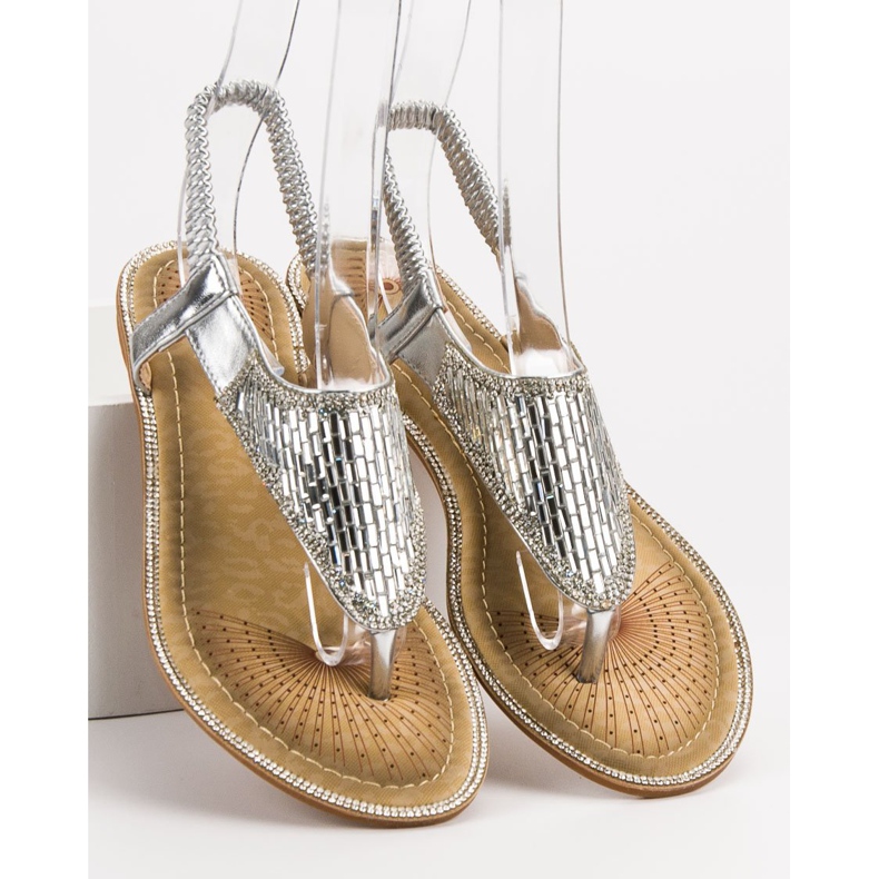 Encor Srebrne japanske sandale siva 1