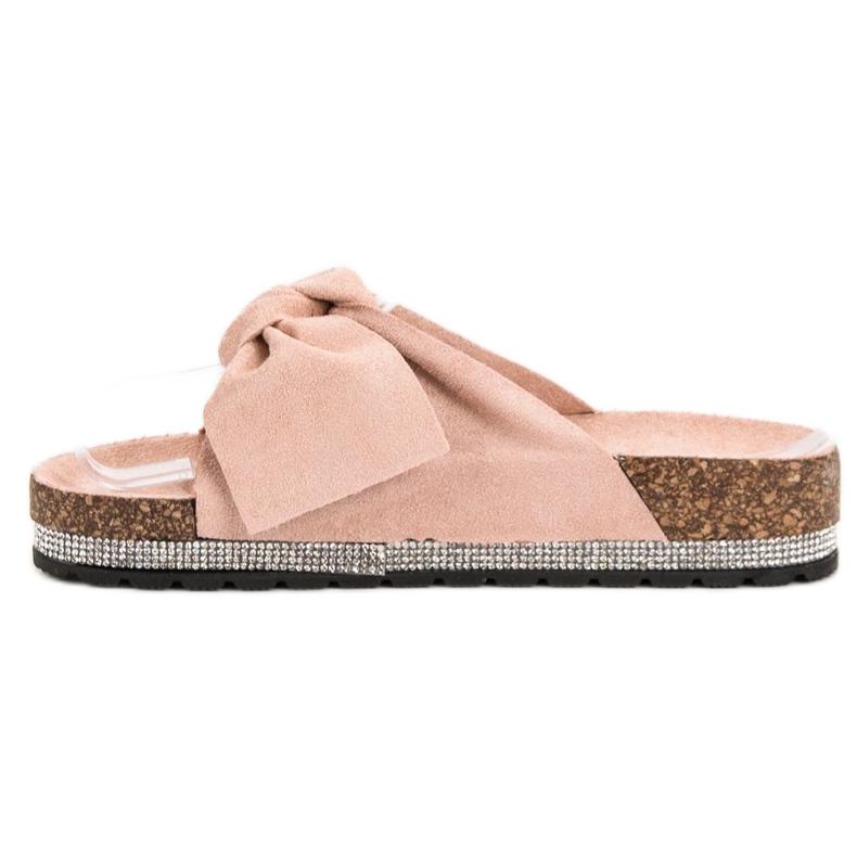 Anesia Paris Papuče od antilopa s kristalima ružičasta 1