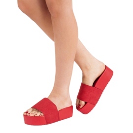 Anesia Paris Papuče od antilopa na platformi crvena 2