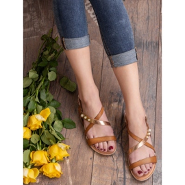 Small Swan Sandale s biserima smeđa 2