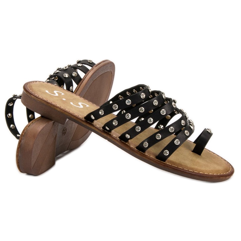 SHELOVET Papuče sa kamenčićima crno 1