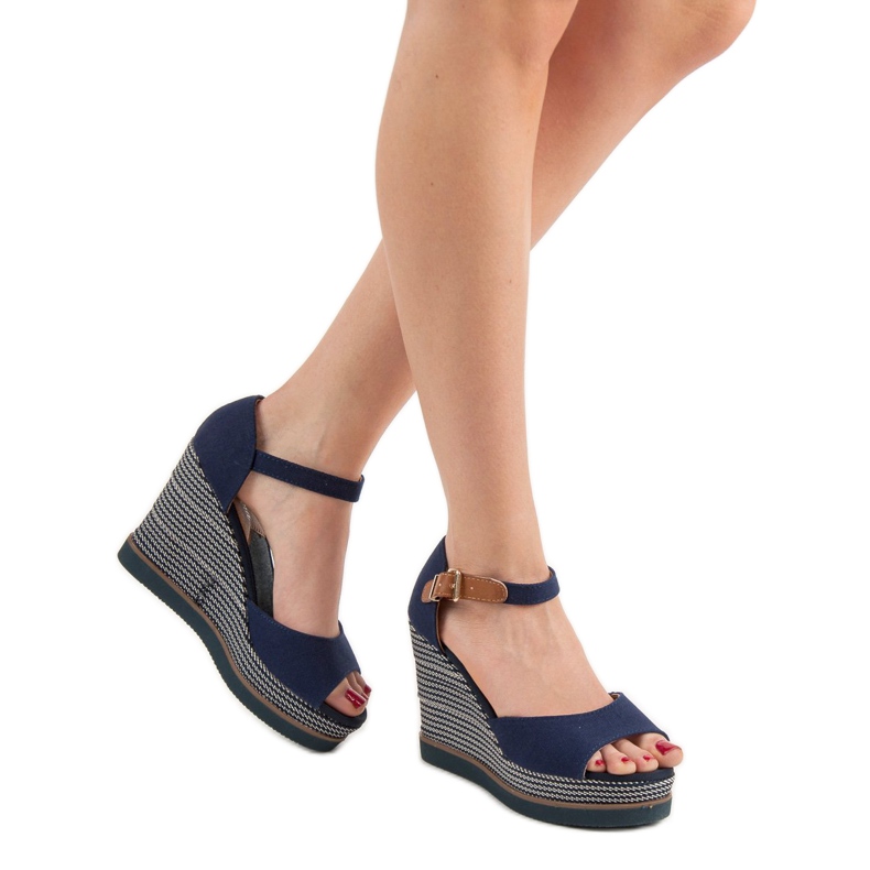 Primavera Sandale na klin plava 2