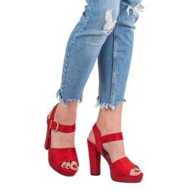 SHELOVET Crvene sandale na platformi crvena 2