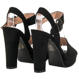 SHELOVET Crne sandale na platformi crna 2