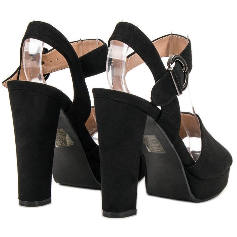 SHELOVET Crne sandale na platformi crna 2