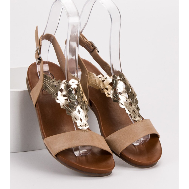 Kylie Elegantne ravne sandale bež 2