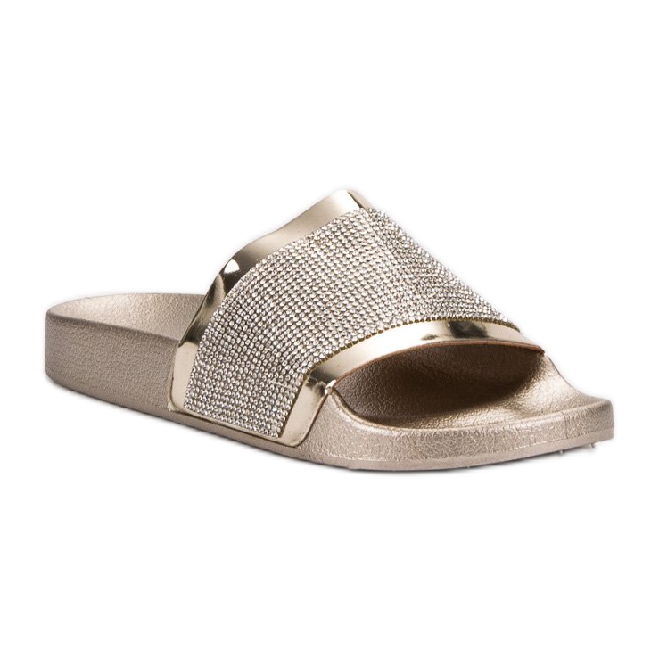 VICES papuče s kubnim cirkonijem žuta boja 1