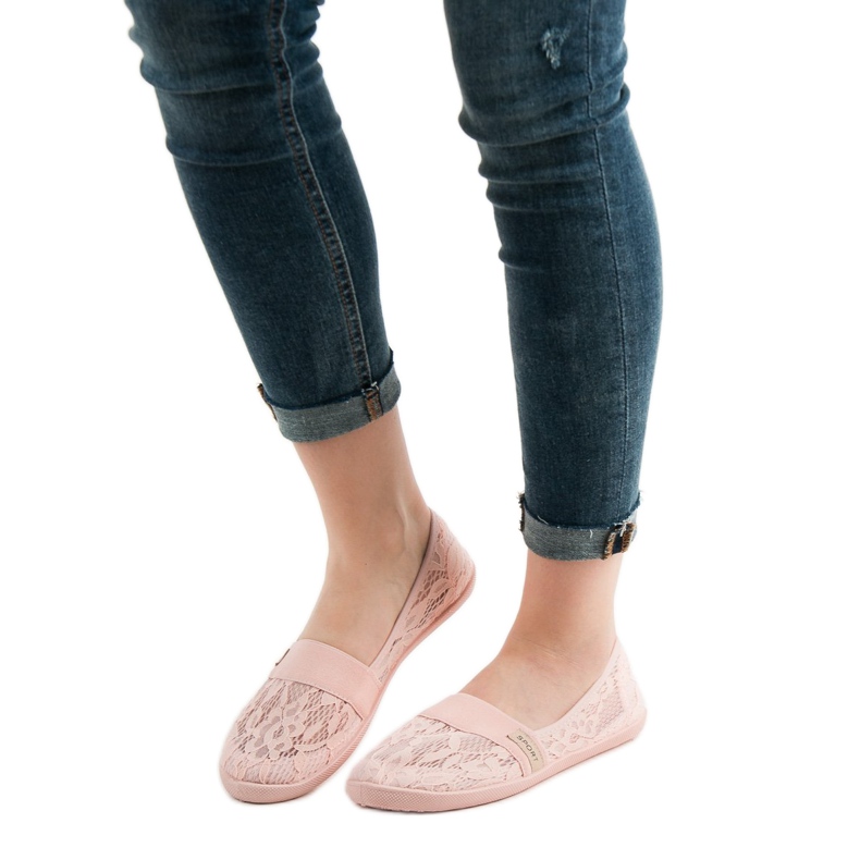 SHELOVET Balerine od čipke ružičasta 1