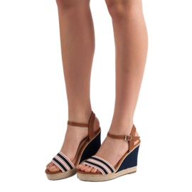 Primavera Ležerne sandale na klin plava tamnoplava 1