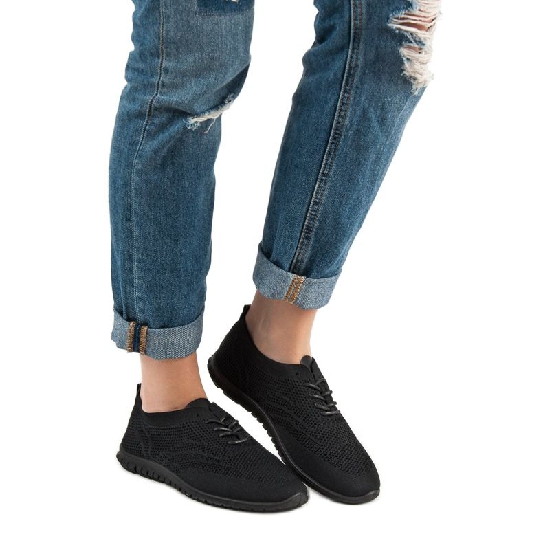 SHELOVET Tekstilna obuća na vezanje crna 1