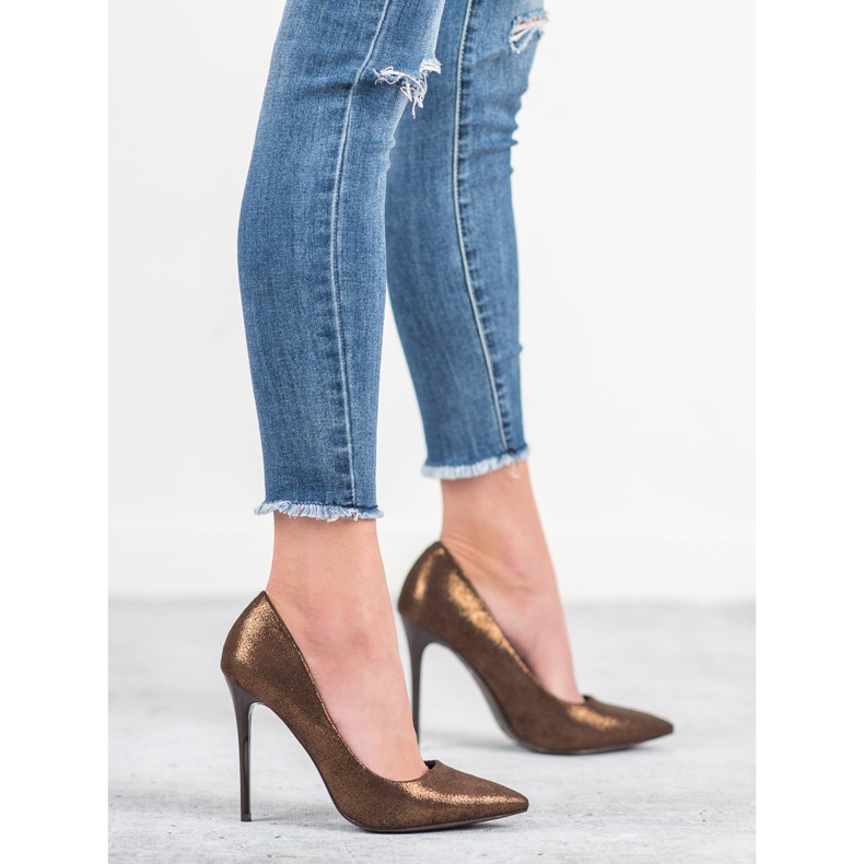 Bestelle Svjetlucave visoke potpetice smeđa 2