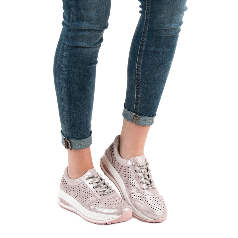 Filippo Kožne cipele od brokata ružičasta 2