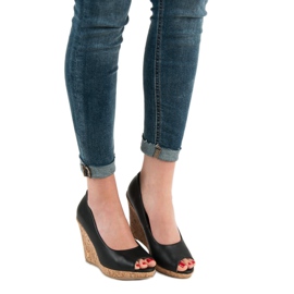 Klinaste pumpe Otvoreni prsti VICES crno 2