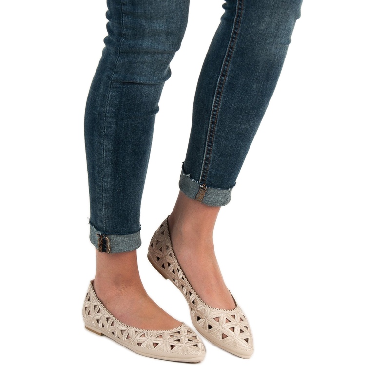 Ažurne VICES balerine bež 1