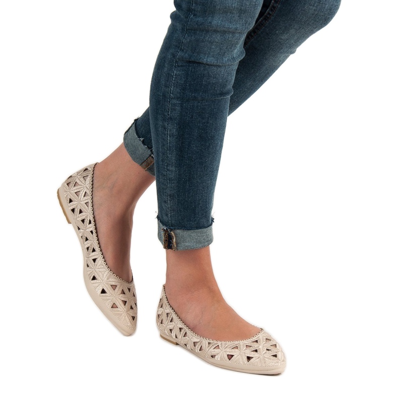 Ažurne VICES balerine bež 2