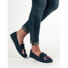 Filippo Kožne mokasine s resama plava 1