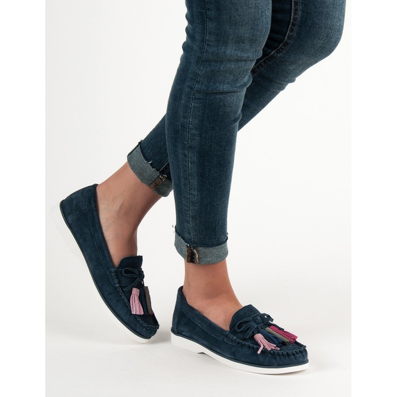 Filippo Kožne mokasine s resama plava 1