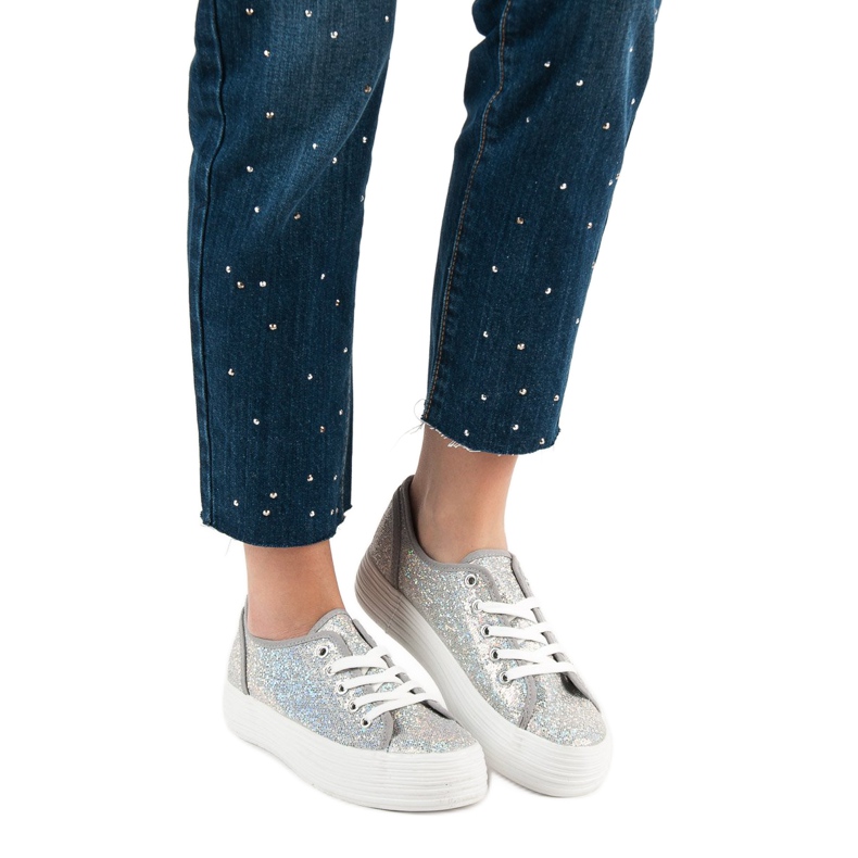 SHELOVET Tenisice sa sjajem siva 1