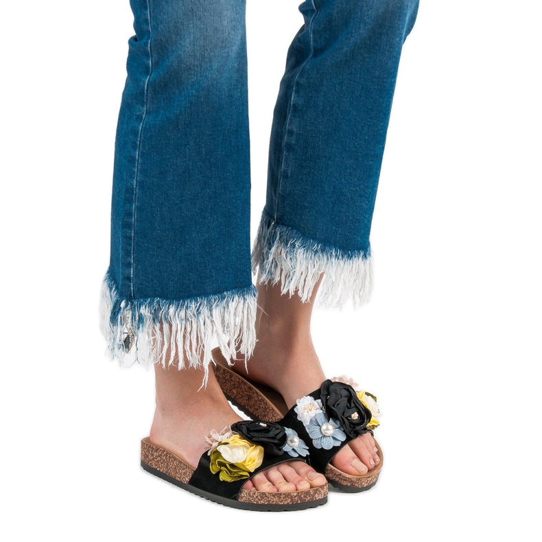 Cm Paris Papuče s cvijećem crna 1