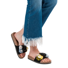 Cm Paris Papuče s cvijećem crna 2