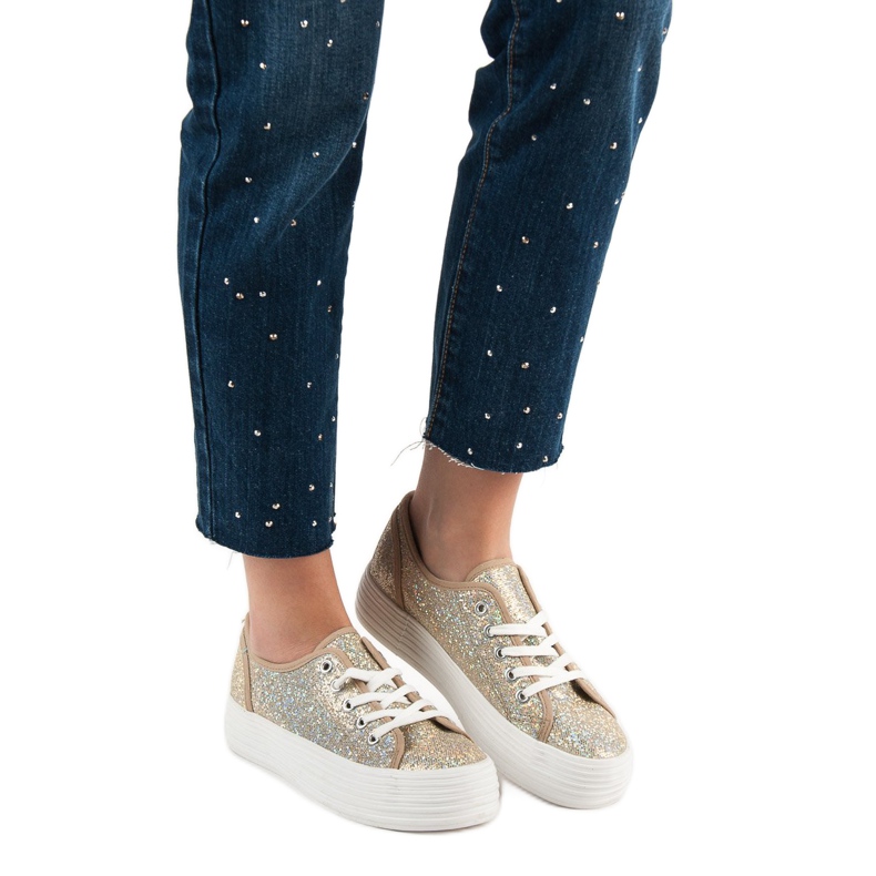 SHELOVET Tenisice sa sjajem žuta boja 2