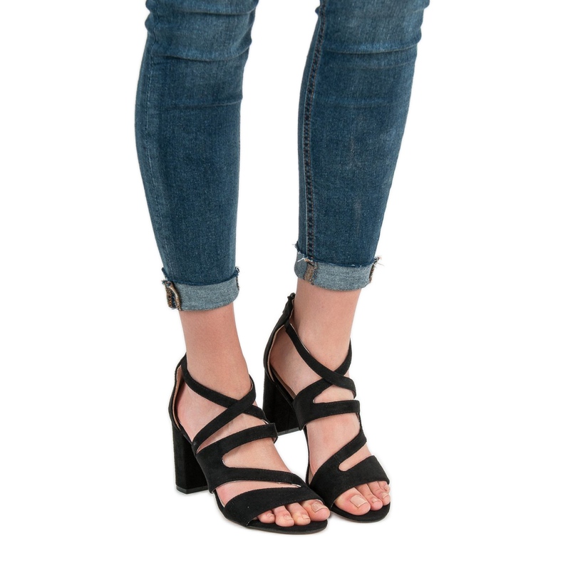 Evento Sandale od antilopa na šanku crno 2