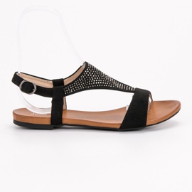 SHELOVET Sandale s kristalima crna 1