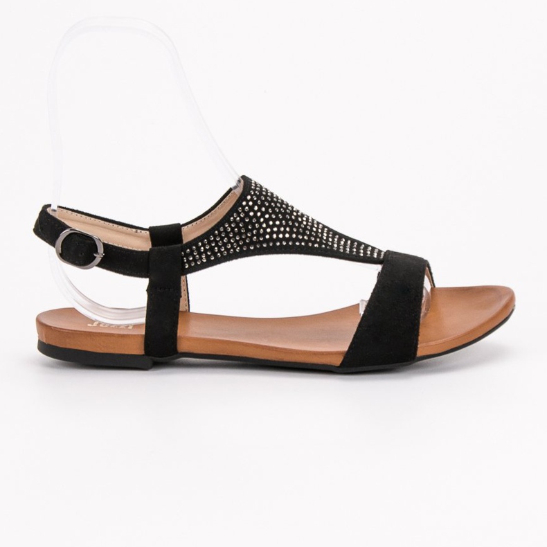 SHELOVET Sandale s kristalima crna 1