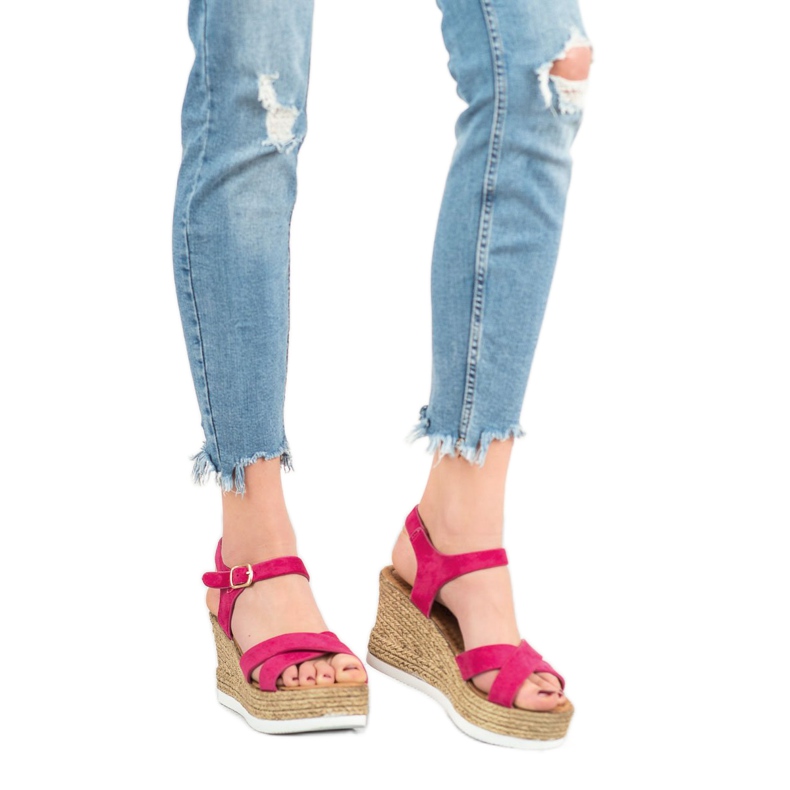 JESSY ROSS Sandale od antilopa fuksije ružičasta 1