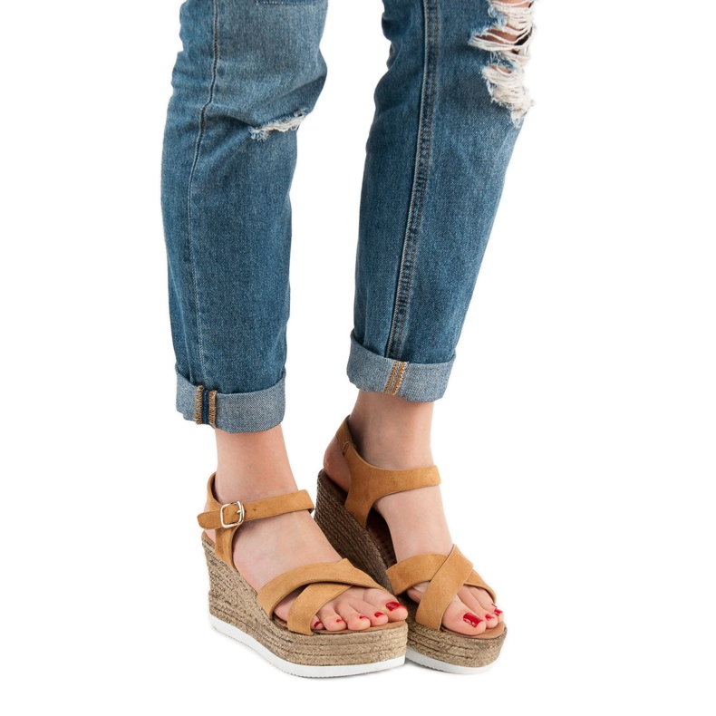 JESSY ROSS Sandale od devine antilopa smeđa 1