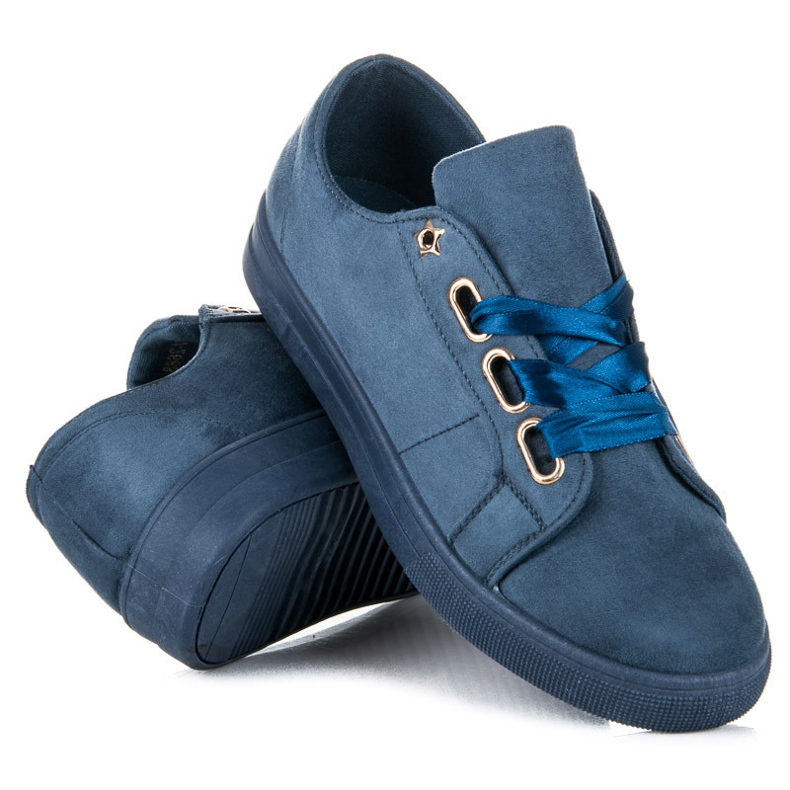 Ideal Shoes Suede tenisice s vrpcom plava 1