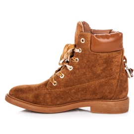 Ideal Shoes Radnici od antilopa vezani vrpcom smeđa 1