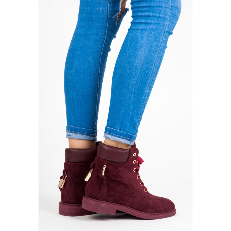 Ideal Shoes Maroon radnici vezani vrpcom crvena 1