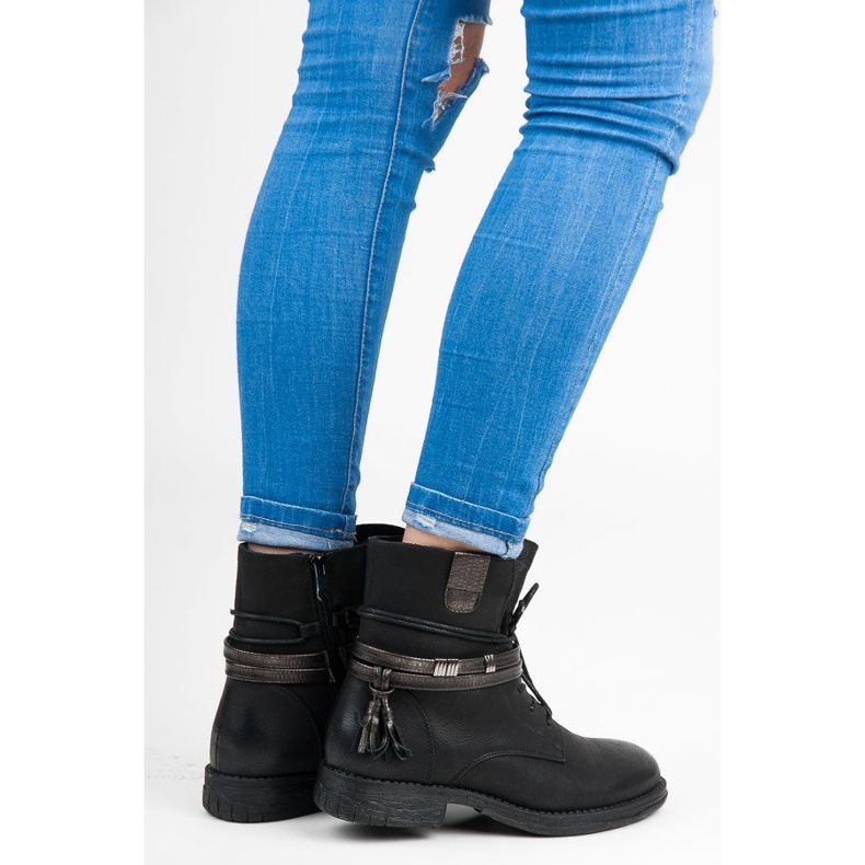 Queentina Crne čizme zakopčane patentnim zatvaračem crno 2