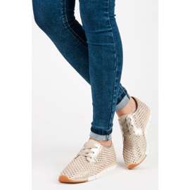 Kylie Modne vezane tenisice žuta boja smeđa 1