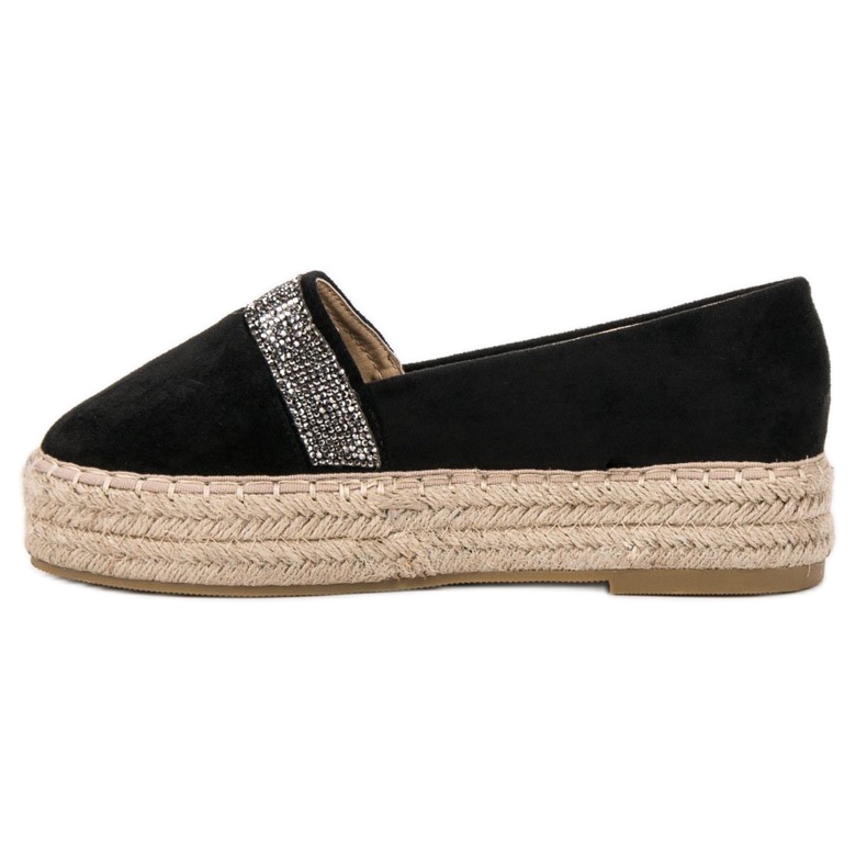 SHELOVET Espadrile s kristalima crno 1