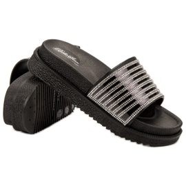 Bello Star Papuče s kristalima crno 2