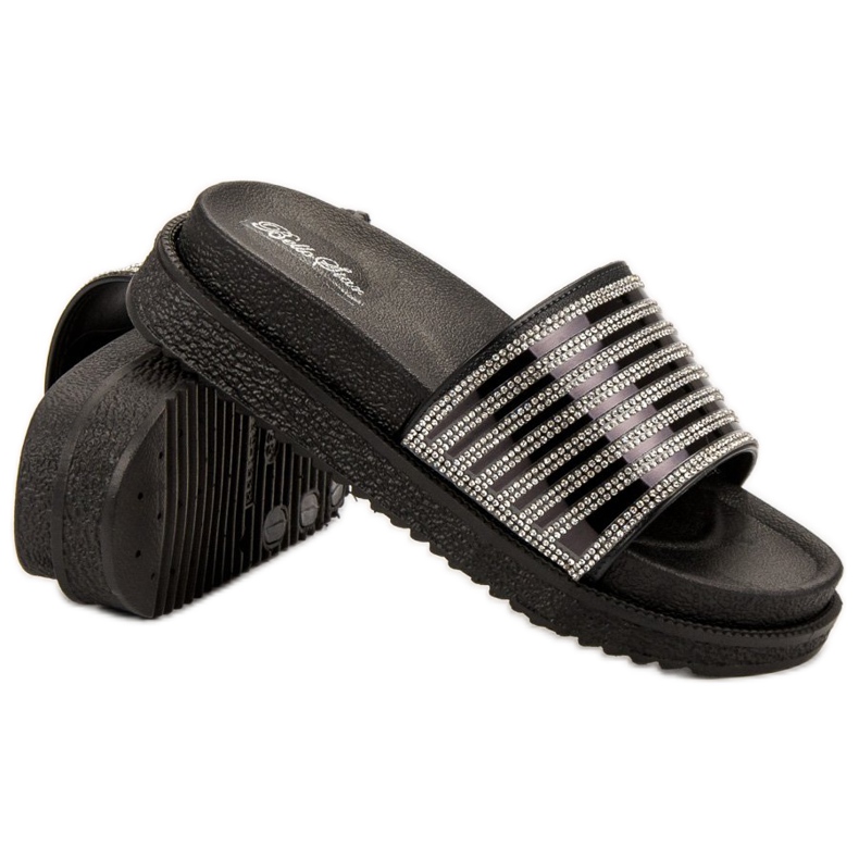 Bello Star Papuče s kristalima crno 2