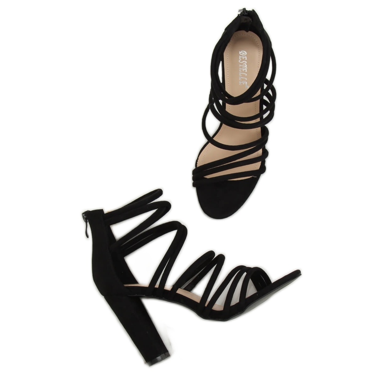 Crne sandale na visoku petu AT-0662-L Crna crno 1