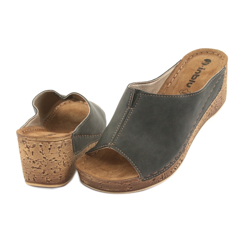 Ženske papuče klin Inblu NG002 crno smeđe višebojan 4