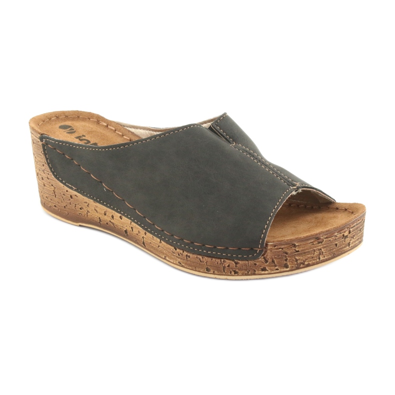 Ženske papuče klin Inblu NG002 crno smeđe raznobojna 1