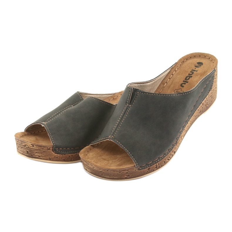 Ženske papuče klin Inblu NG002 crno smeđe raznobojna 3